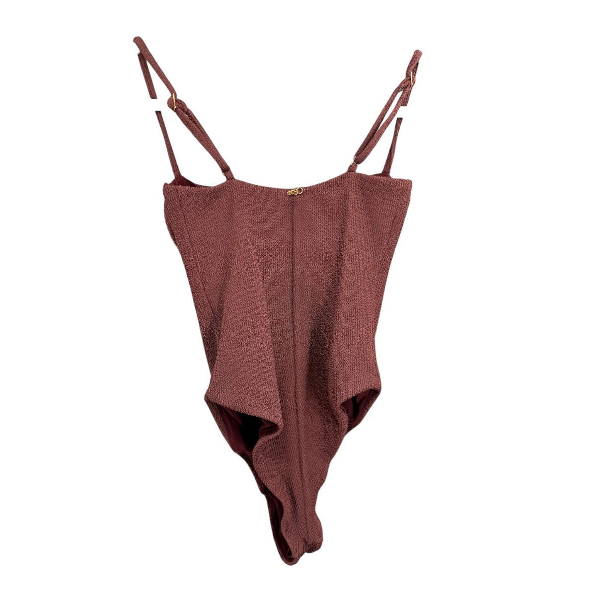 PatBO Knit Embroidered Merian One-Piece Swimsuit Brown