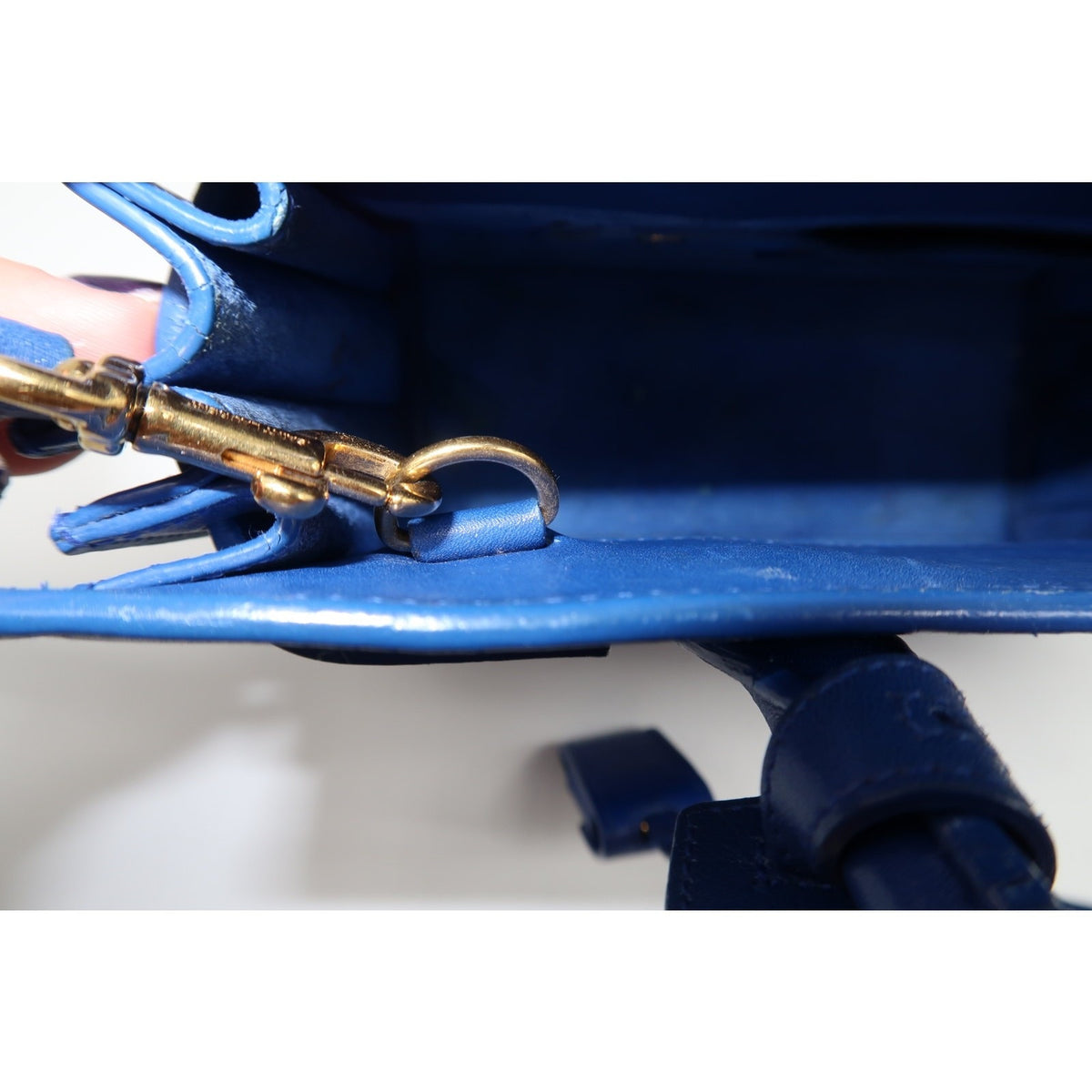 Saint Laurent Classic Sac De Jour Tote Bag Blue Leather Logo Accent
