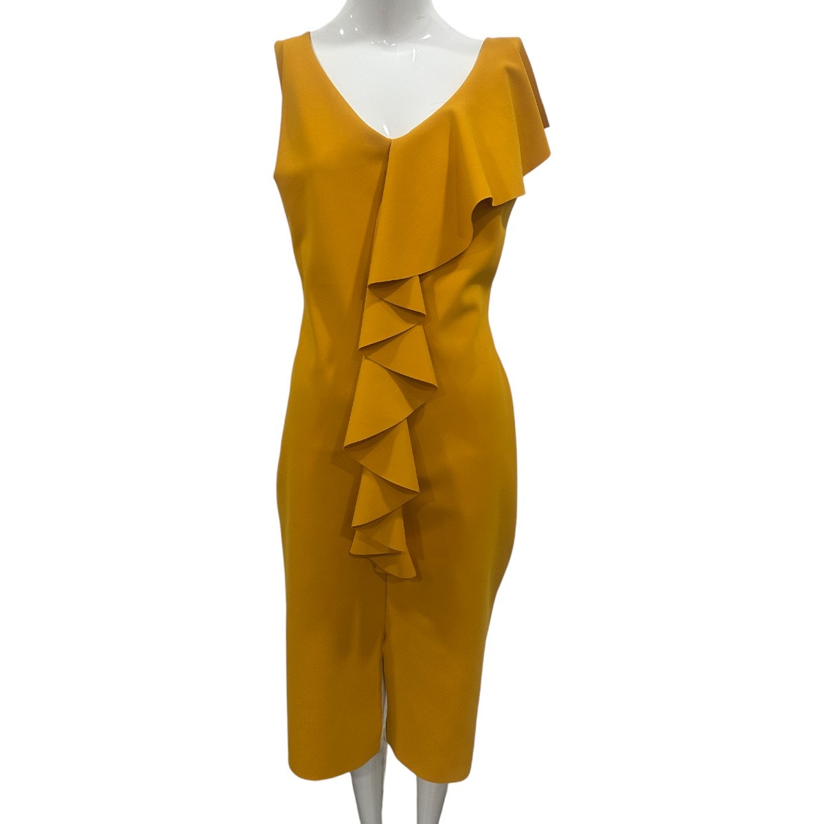 Chiara Boni Ruffle Accent Sleeveless Midi Dress