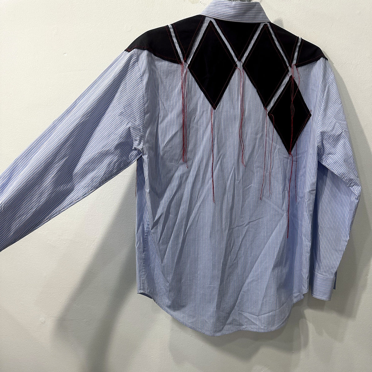Cedric Charlier Striped Cotton Western Button-Down Shirt Blue Women's Size 4