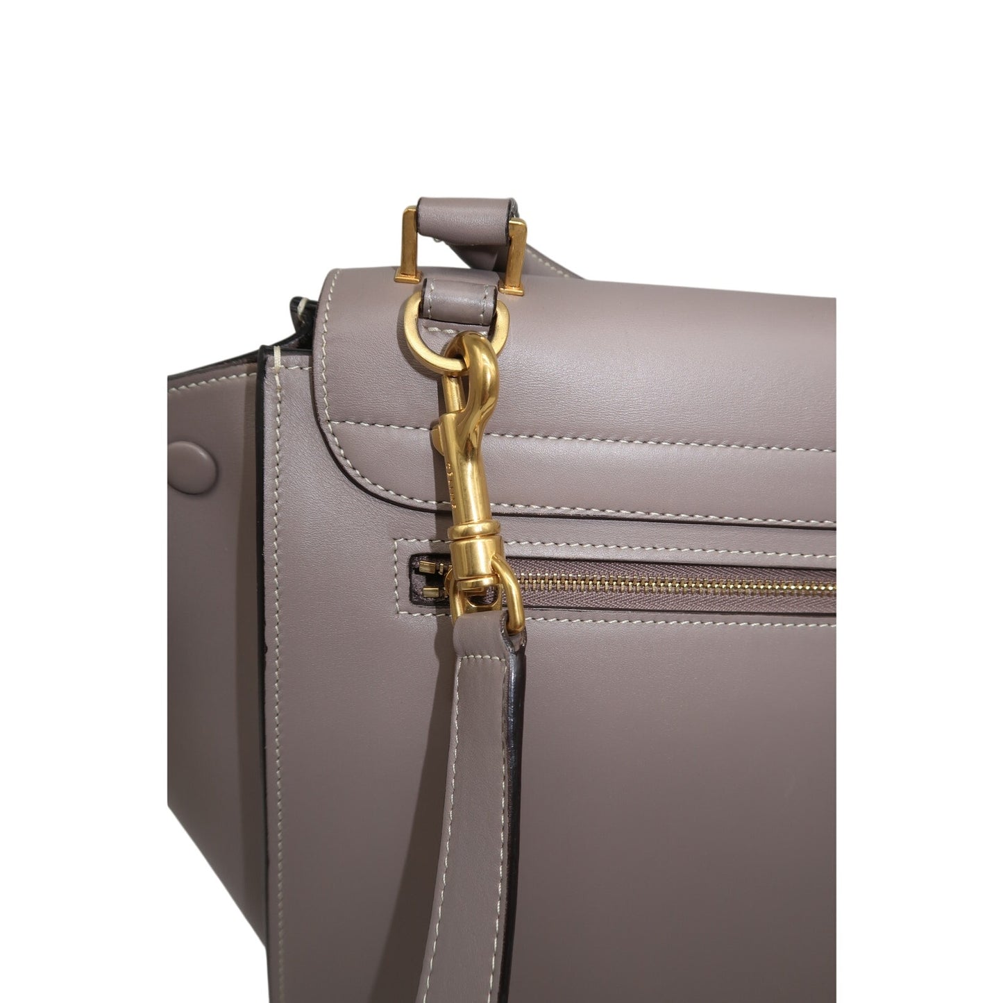 Celine Trapeze Shoulder Bag Gray Calfskin Leather Suede Trim