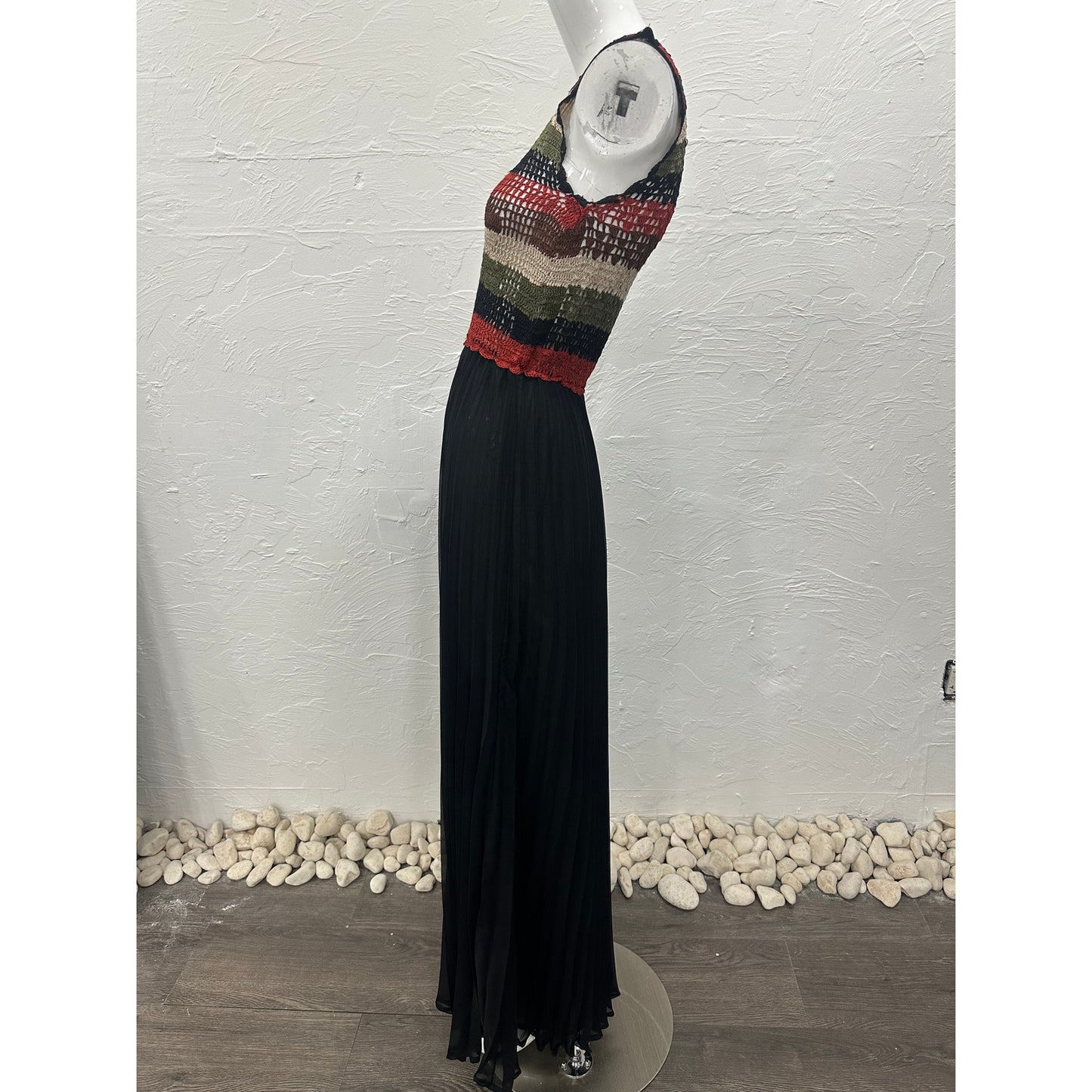 Carolina K Silk Blend Crochet Pleated Maxi Dress Women's