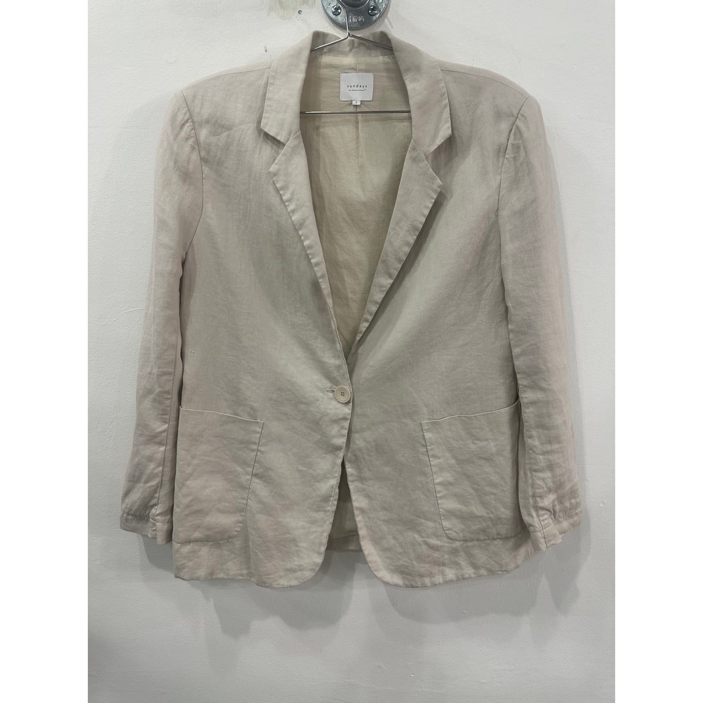 Sundays Linen Gio Blazer Jacket Mercer Wide Leg Pants White Women's Size S/XS