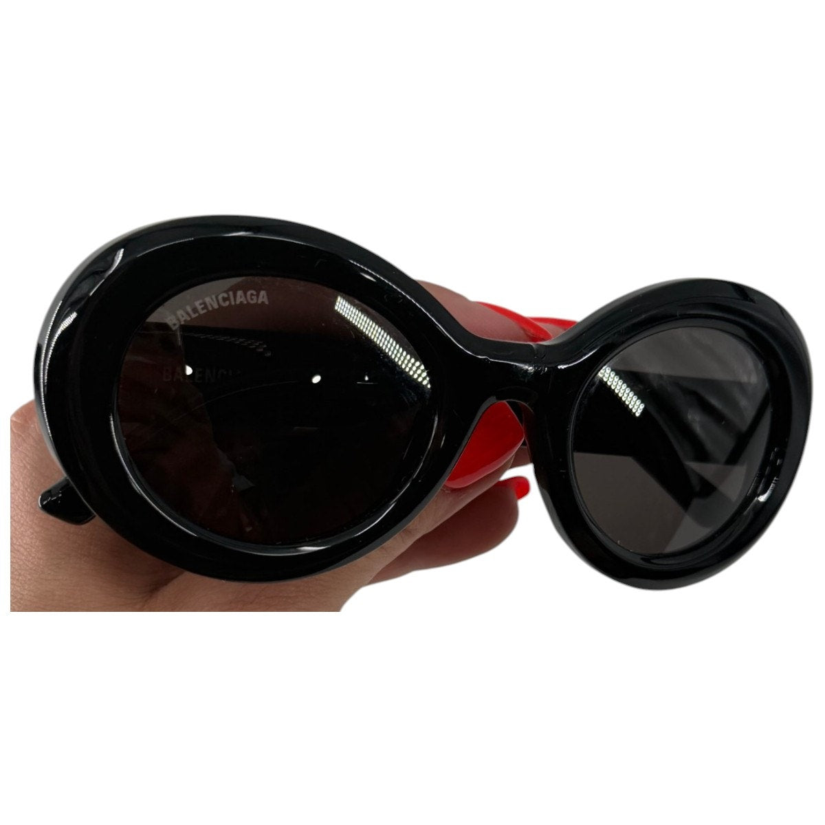 Balenciaga Acetate Round Frame Sunglasses Black
