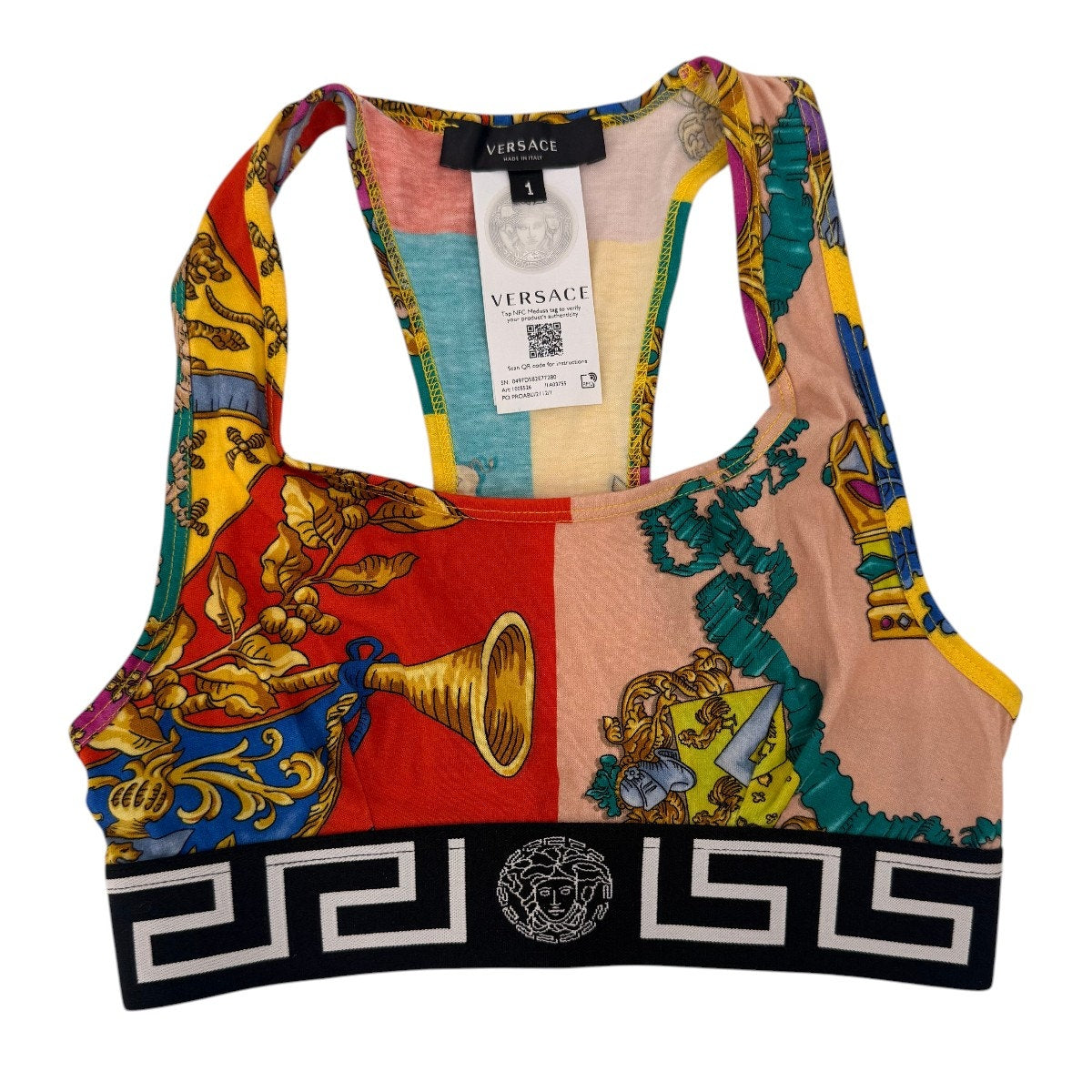 Versace Royal Rebellion Print Racerback Sports Bra
