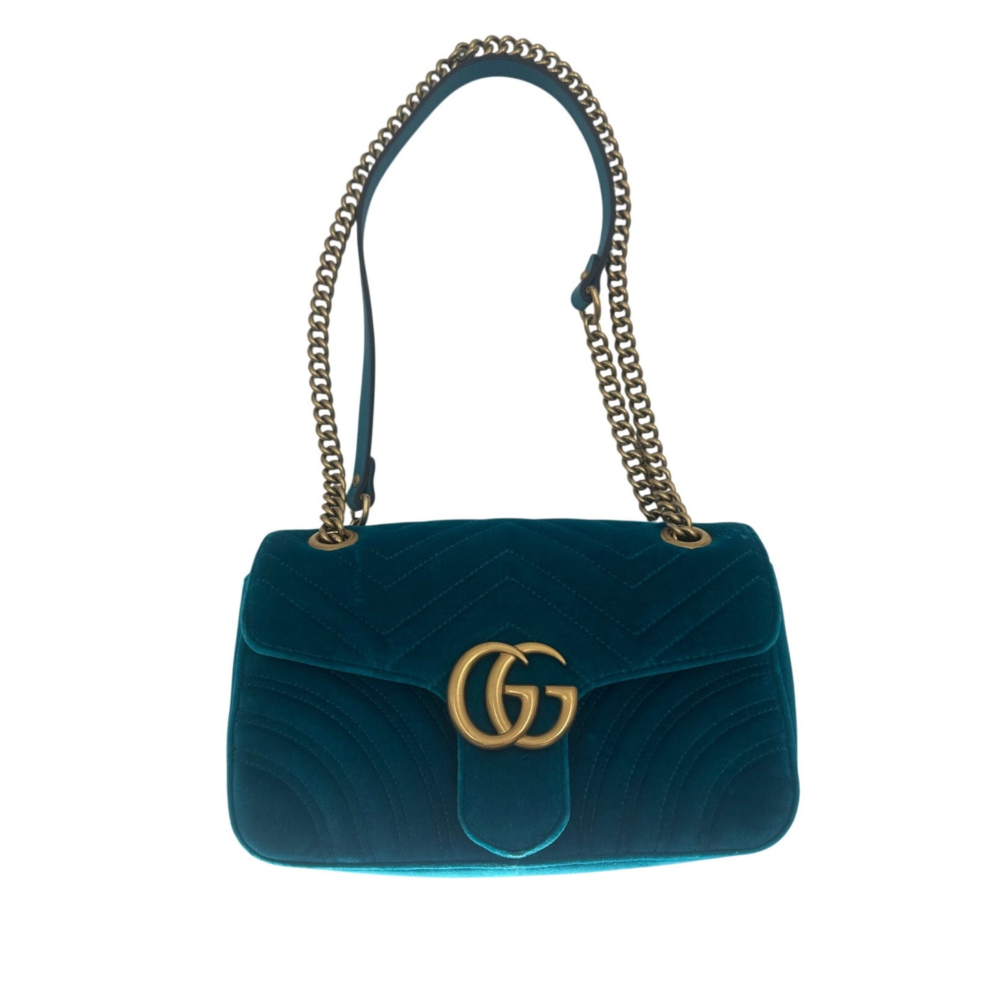 Gucci Velvet Quilted GG Marmont Chain Crossbody Bag