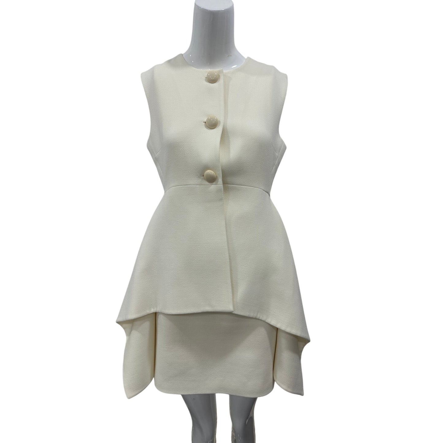 Alexis McKenna Wool Sleeveless Peplum Mini Dress Ivory Women's Size Small NWT