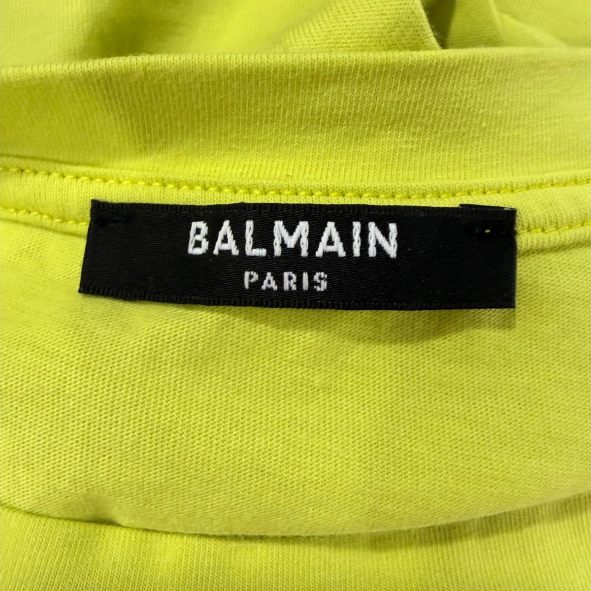 Balmain Cotton Cropped Short Sleeve T Shirt Neon Yellow Women's Size XS