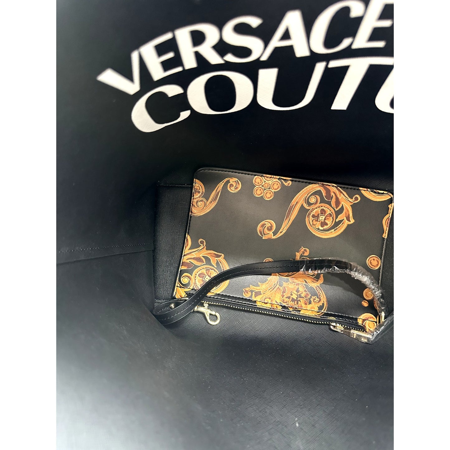 Versace Jeans Couture Faux Leather Graphic Print Reversible Tote Bag