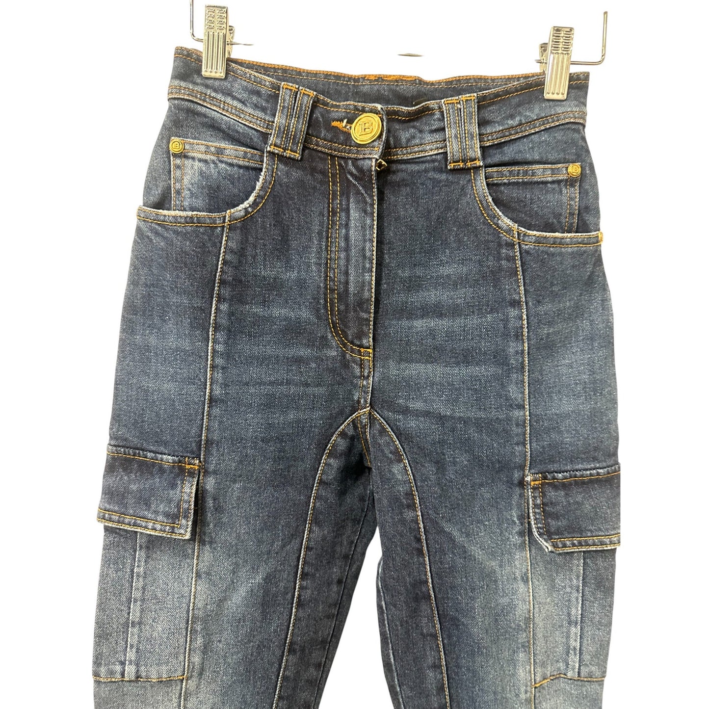 Balmain Faded High-Rise Denim Skinny Jeans Blue Mid Denim Women's Size 34
