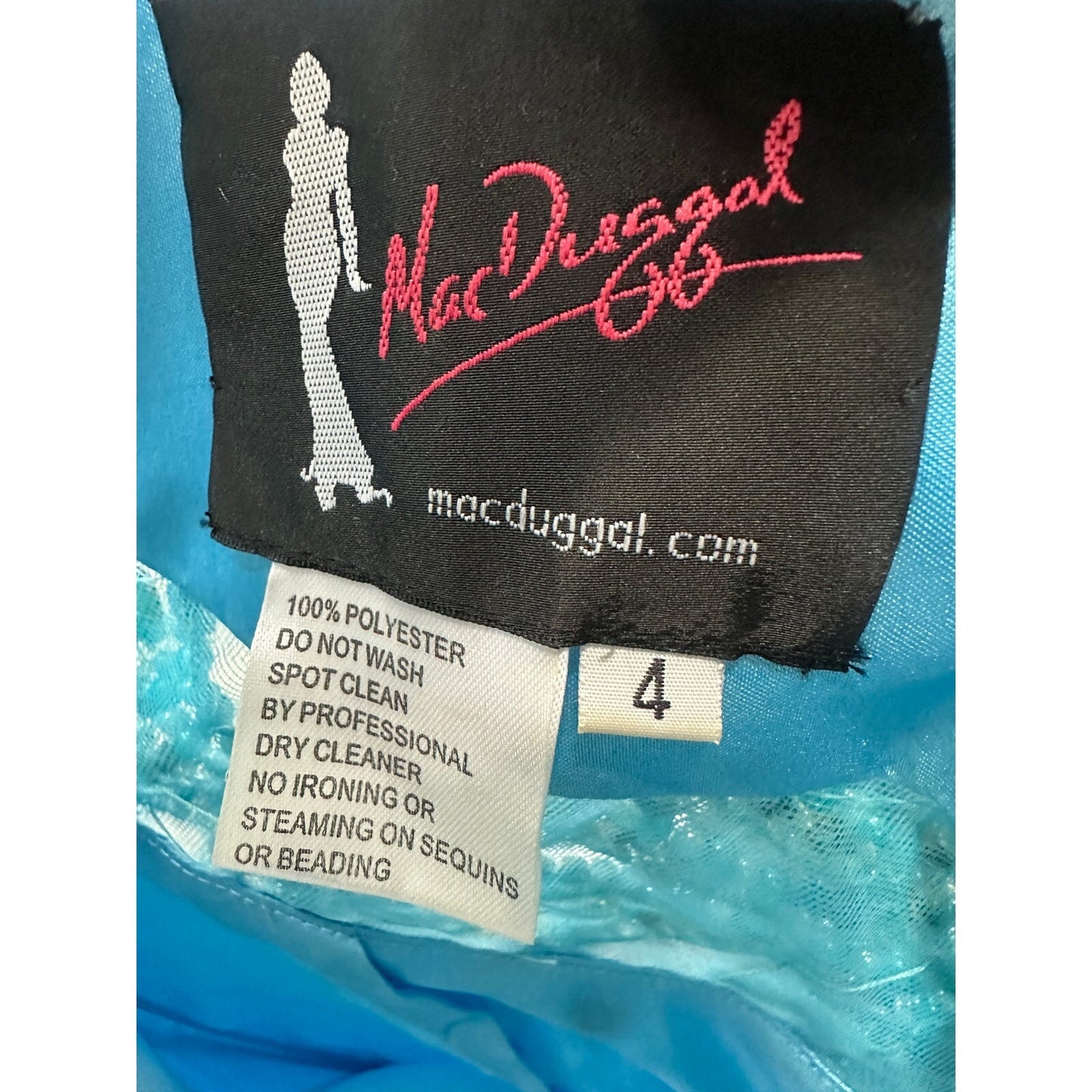 Mac Duggal One Shoulder Beaded Evening Gown