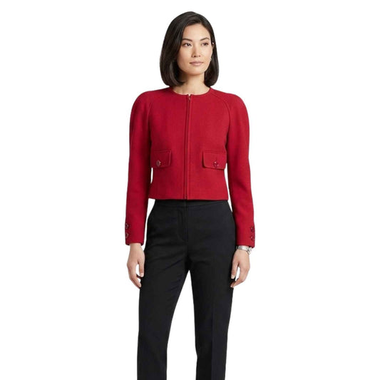 Valentino Classic Cropped Long Sleeve Full Zip Jacket