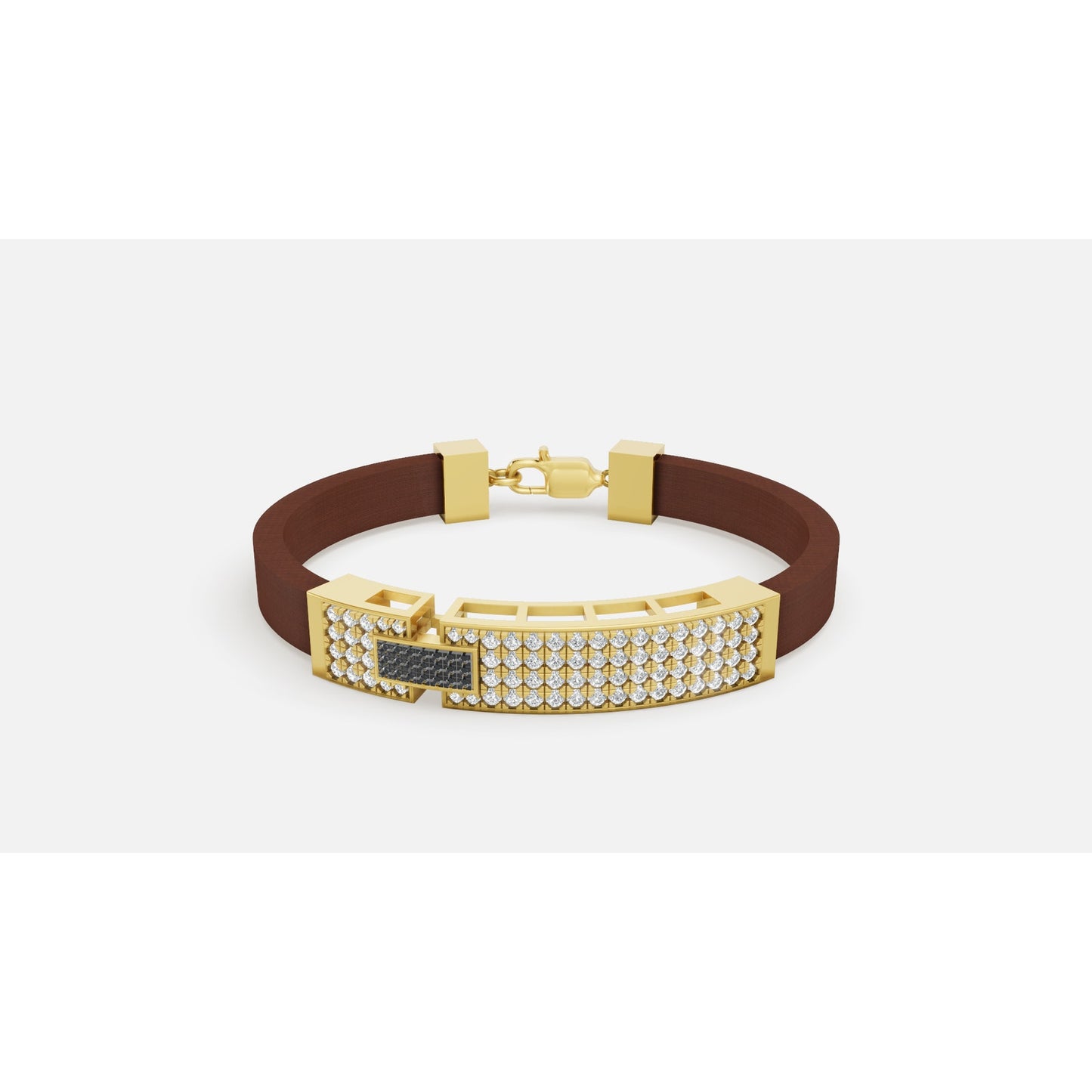 1.77 ctw Diamond Rubber Bracelet Yellow Gold Men's Bracelet