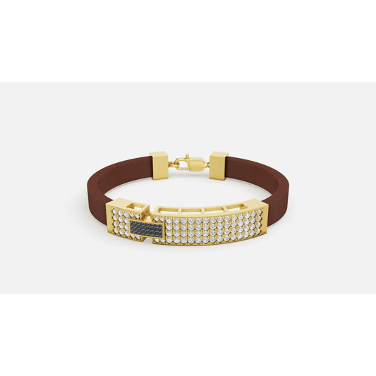 1.77 ctw Diamond Rubber Bracelet Yellow Gold Men's Bracelet