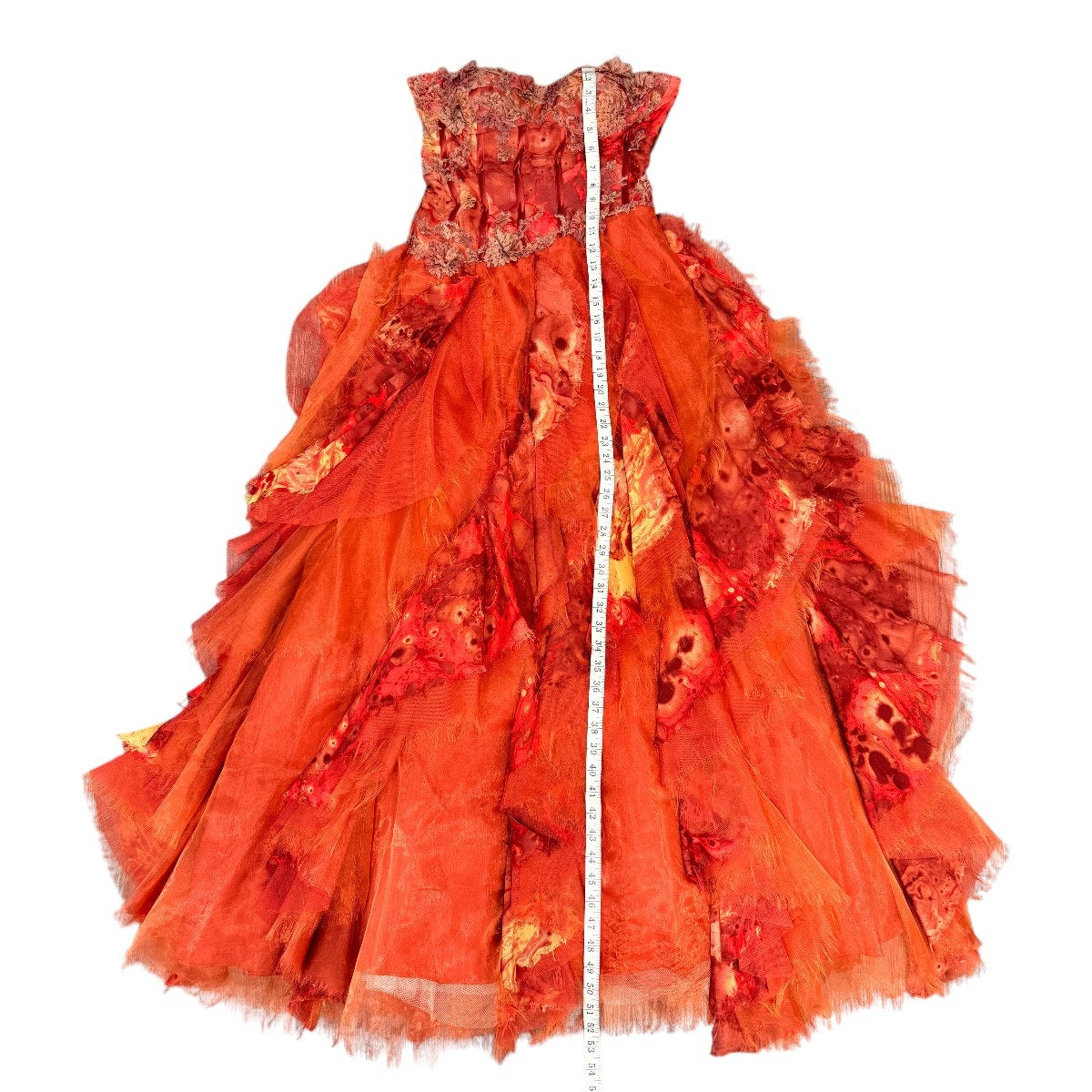 Custom Made Strapless Lace Appliqué Corset Layered Gown