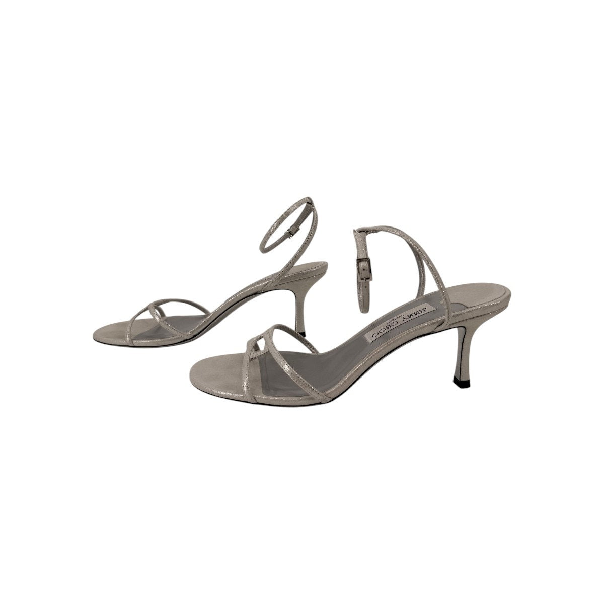 Jimmy Choo Leather Metallic Leo 65mm Ankle Strap Sandals