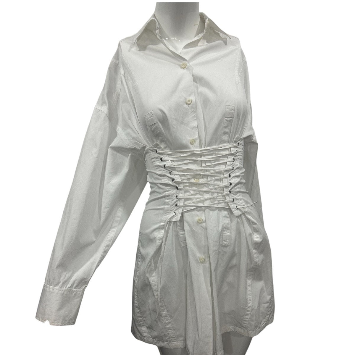 Prada Cotton Long Sleeve Corset Shirt Dress