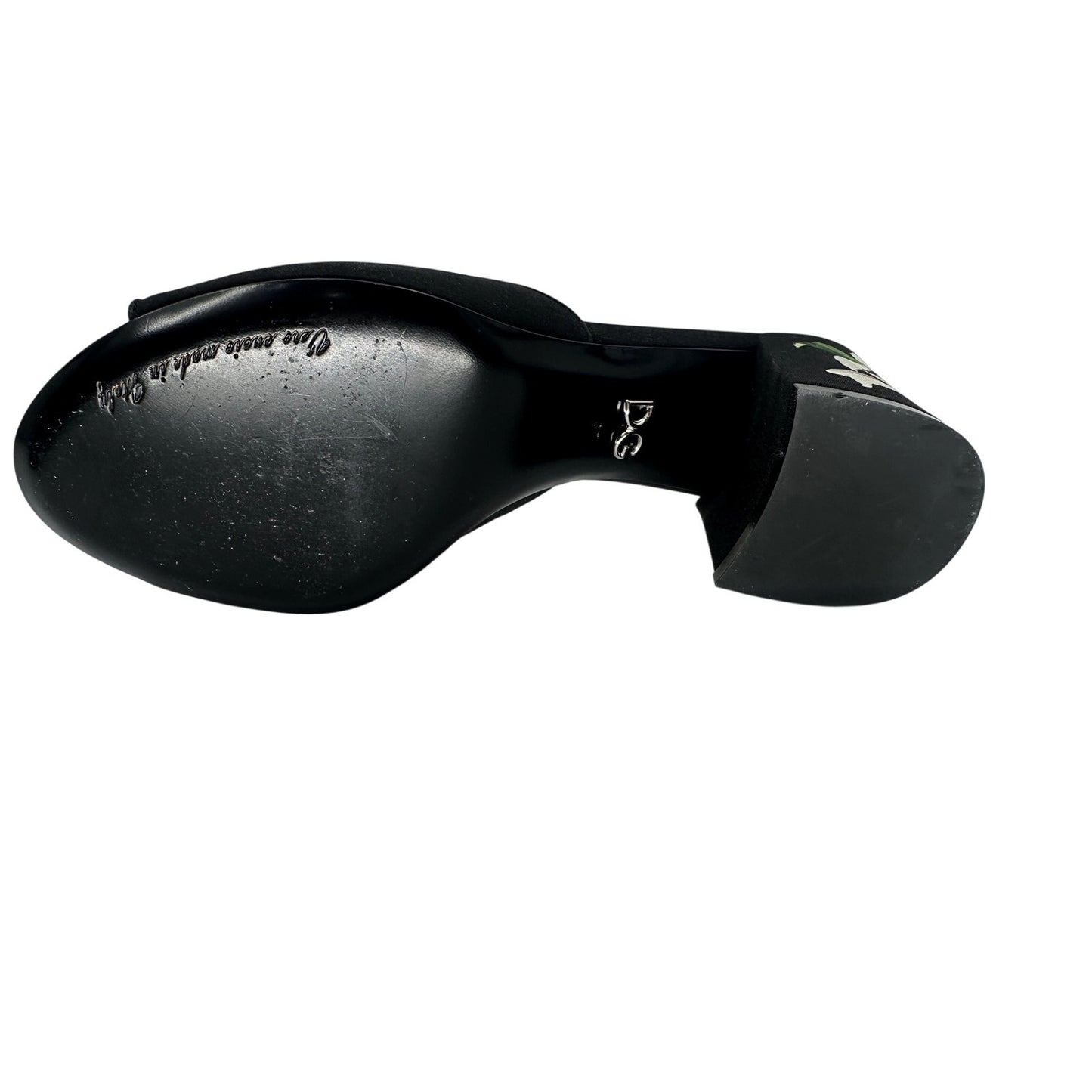 Dolce & Gabbana Satin Floral Print Crystal Low Heel Slide Sandals