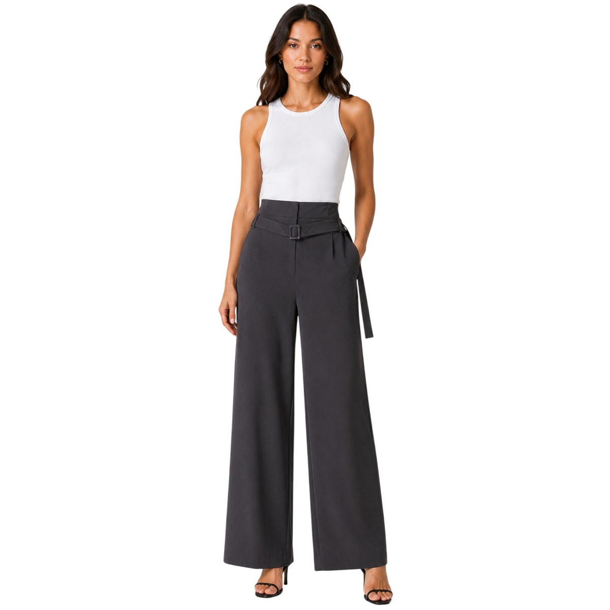 'S MaxMara Cotton Blend Belted High Rise Pants