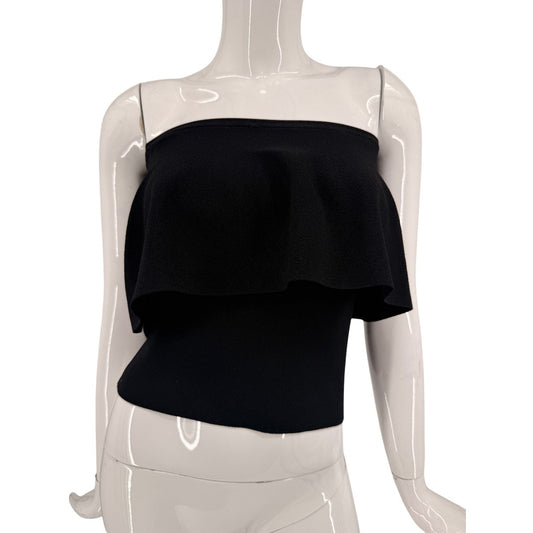 Milly Viscose Blend Knit Flounce Ruffle Strapless Top