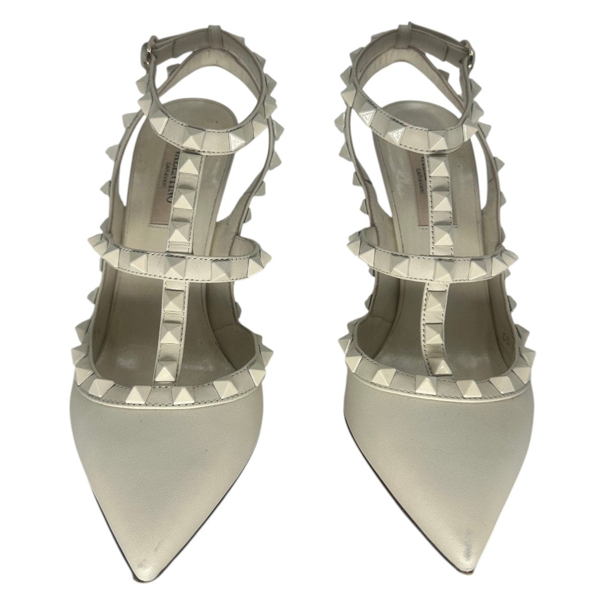Valentino Leather Rockstud Ankle Strap Pointed Toe Sandals
