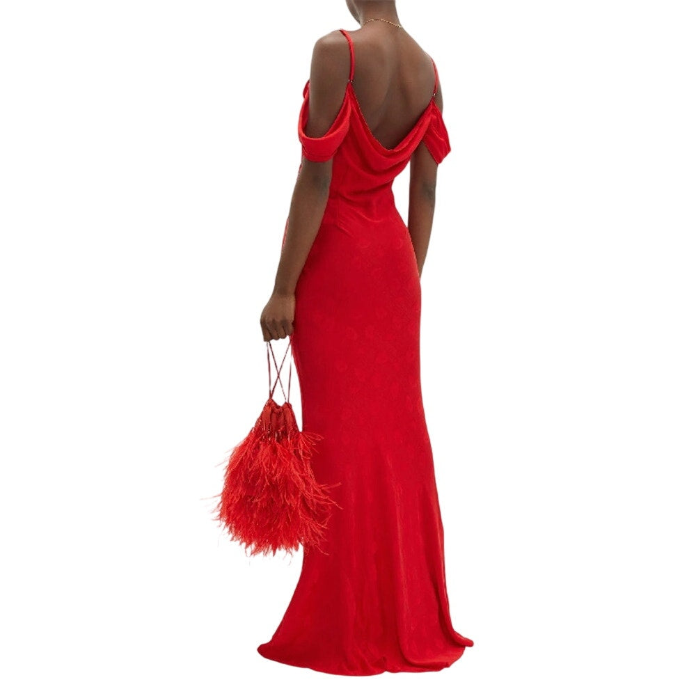 Rat & Boa Florentina Tulip Print Off Shoulder Cowl Maxi Dress