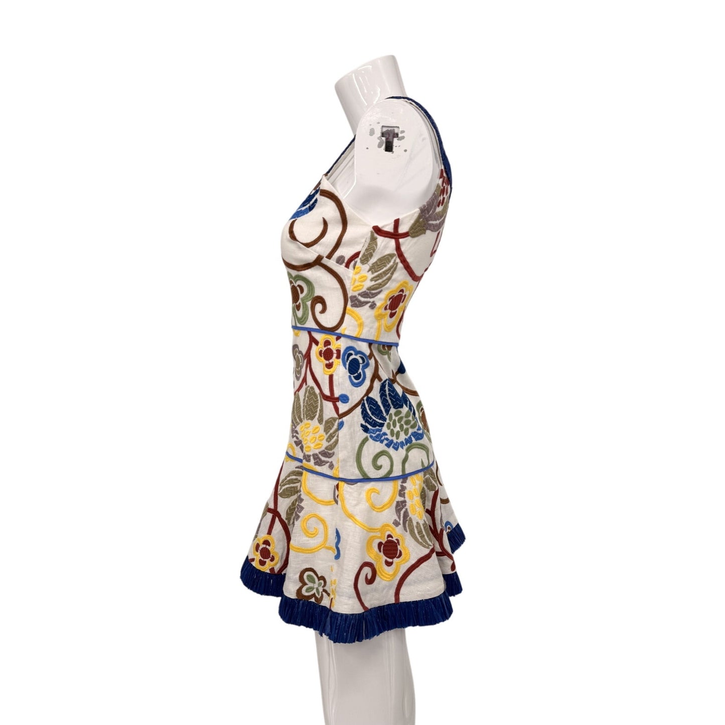 Alexis Linen Ricci Floral Embroidered Sleeveless Mini Dress