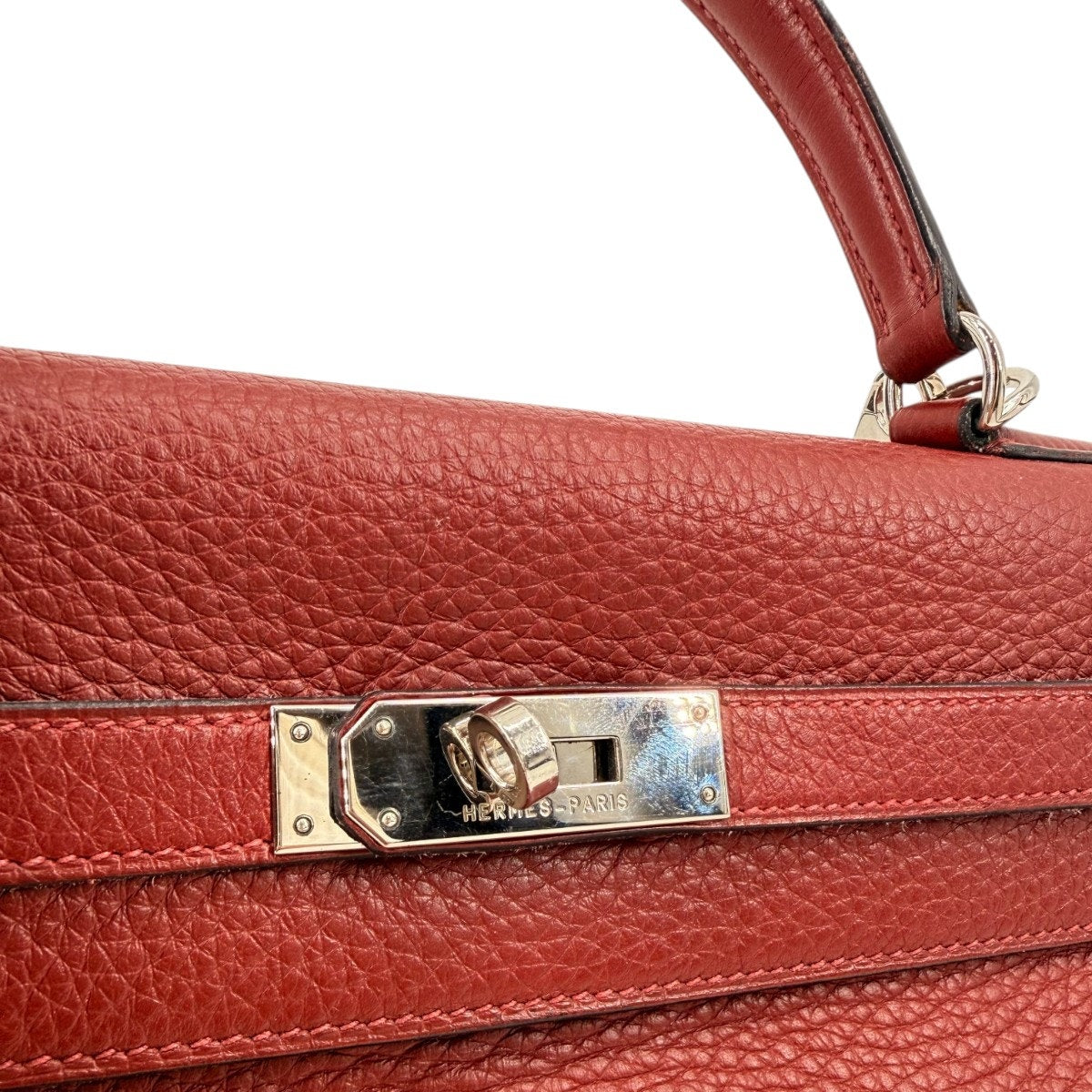 Hermes Kelly Retourne 35 Rouge H Leather Palladium Shoulder Bag
