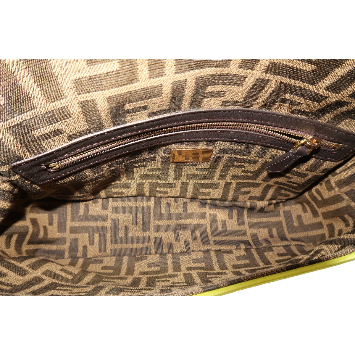 Fendi Zucca Embroidered FF Logo Canvas Baguette Shoulder Bag