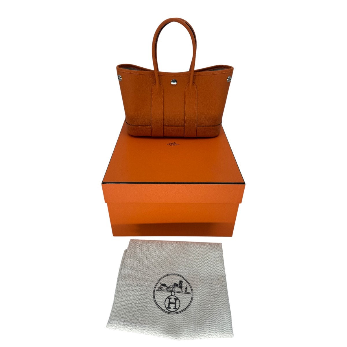 Hermès Garden Party 30 Orange Negonda Leather Palladium Hardware Bag