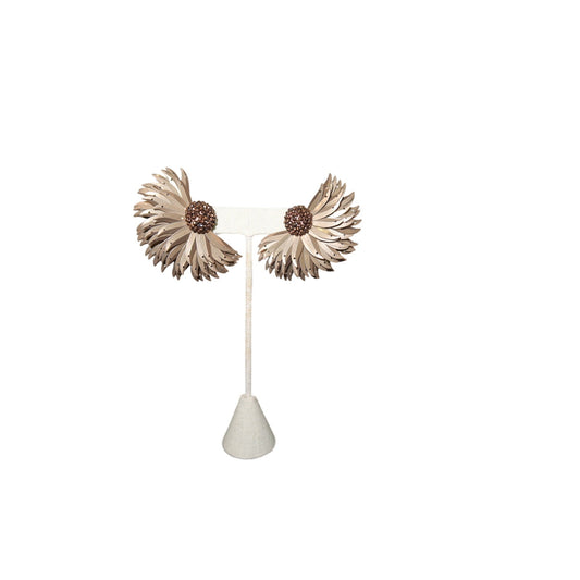 Marigold Earrings Bronze Brown Lightweight Sequin Hand-Embroidered