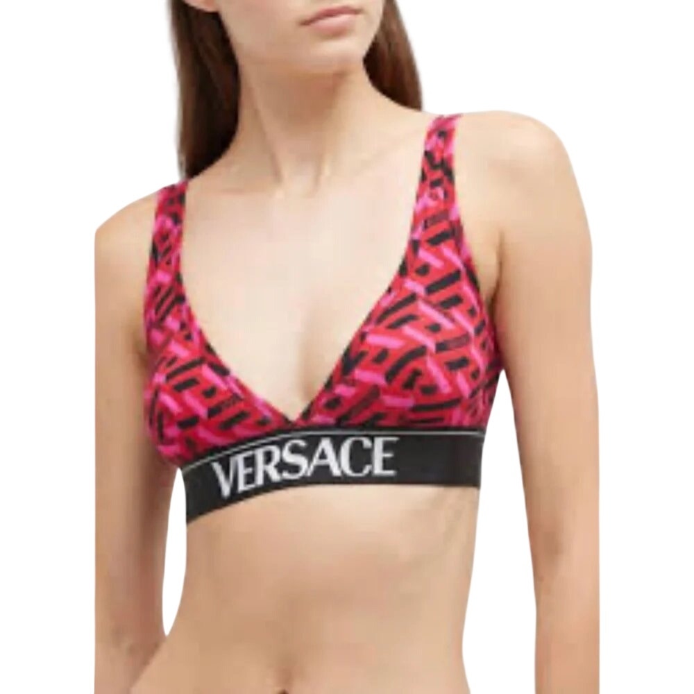 Versace Greca Print V-Neck Sports Bra