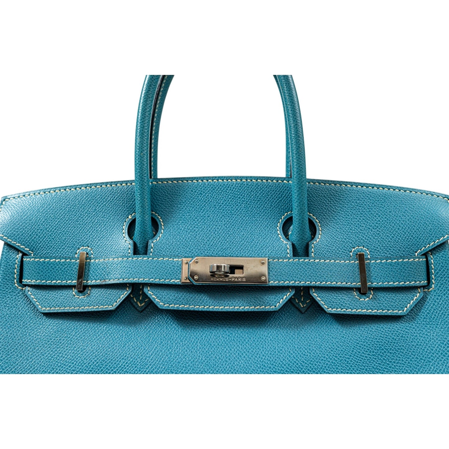 HERMES BIRKIN Epsom Leather PHW Blue Jean Size 30