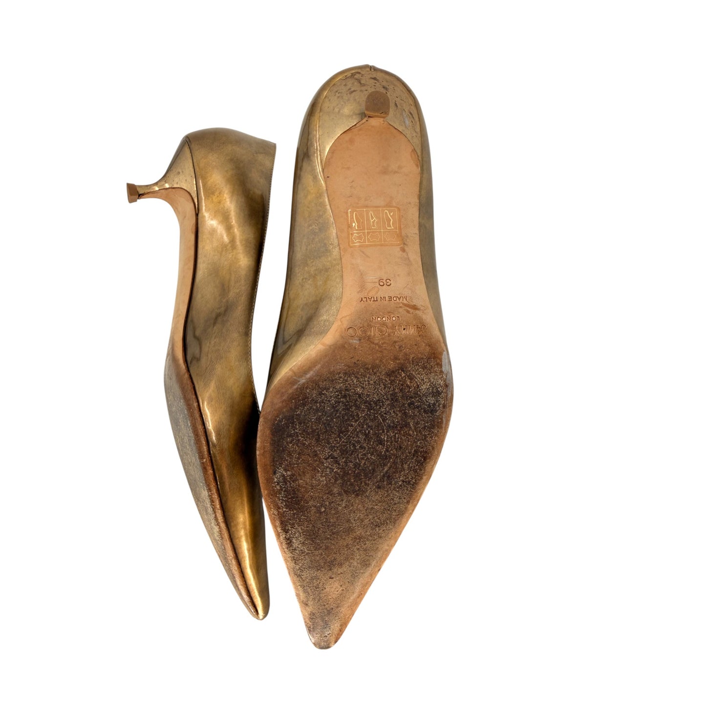 Jimmy Choo Leather Metallic Aza Pointed Toe Pumps