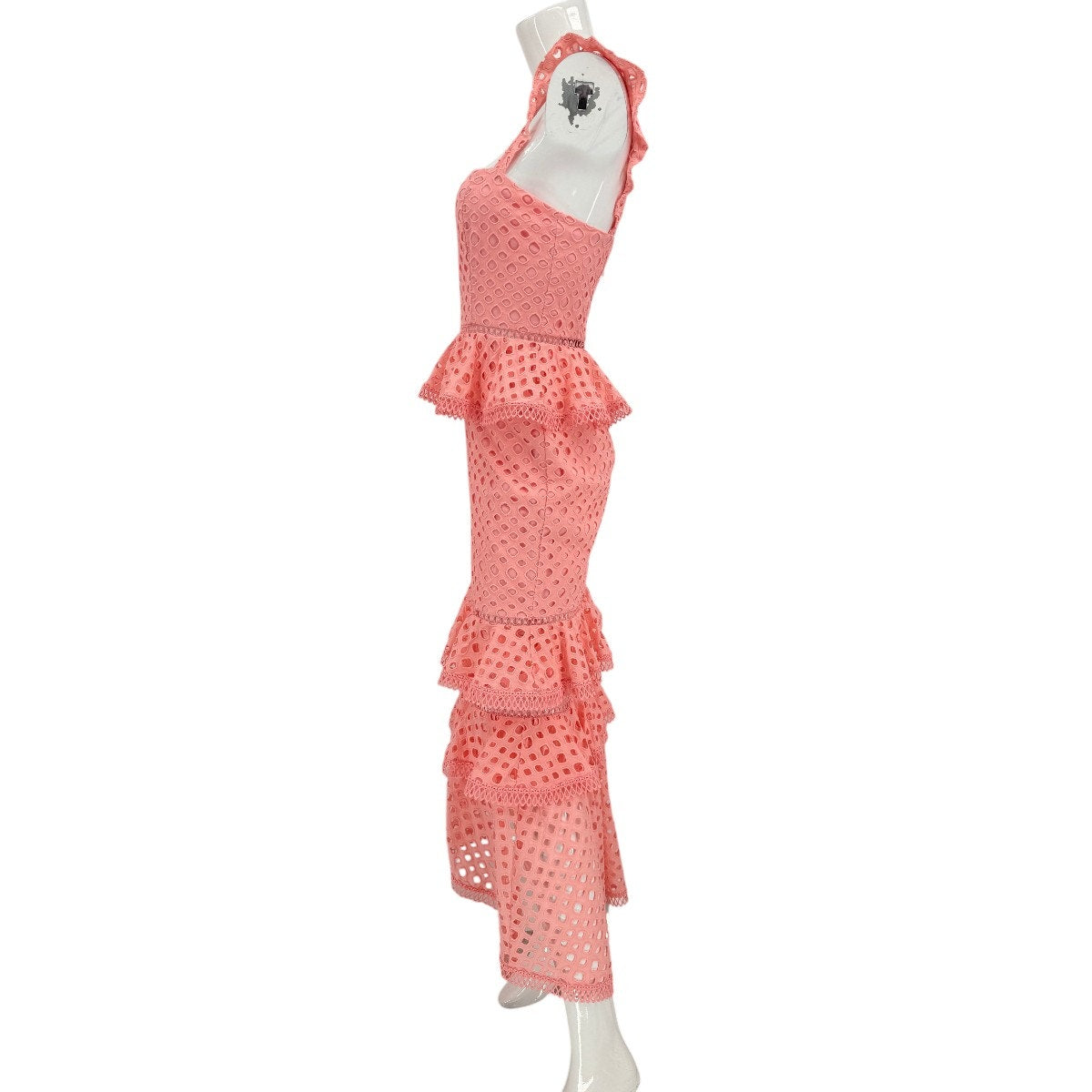 NBD Cotton Haze  Ruffle Trim Flutter Sleeves Midi Dress Pink Women's Size S