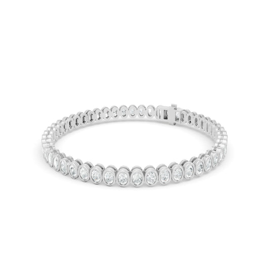 3.32 ctw Diamond Oval Bezel 14K White Gold Tennis Bracelet