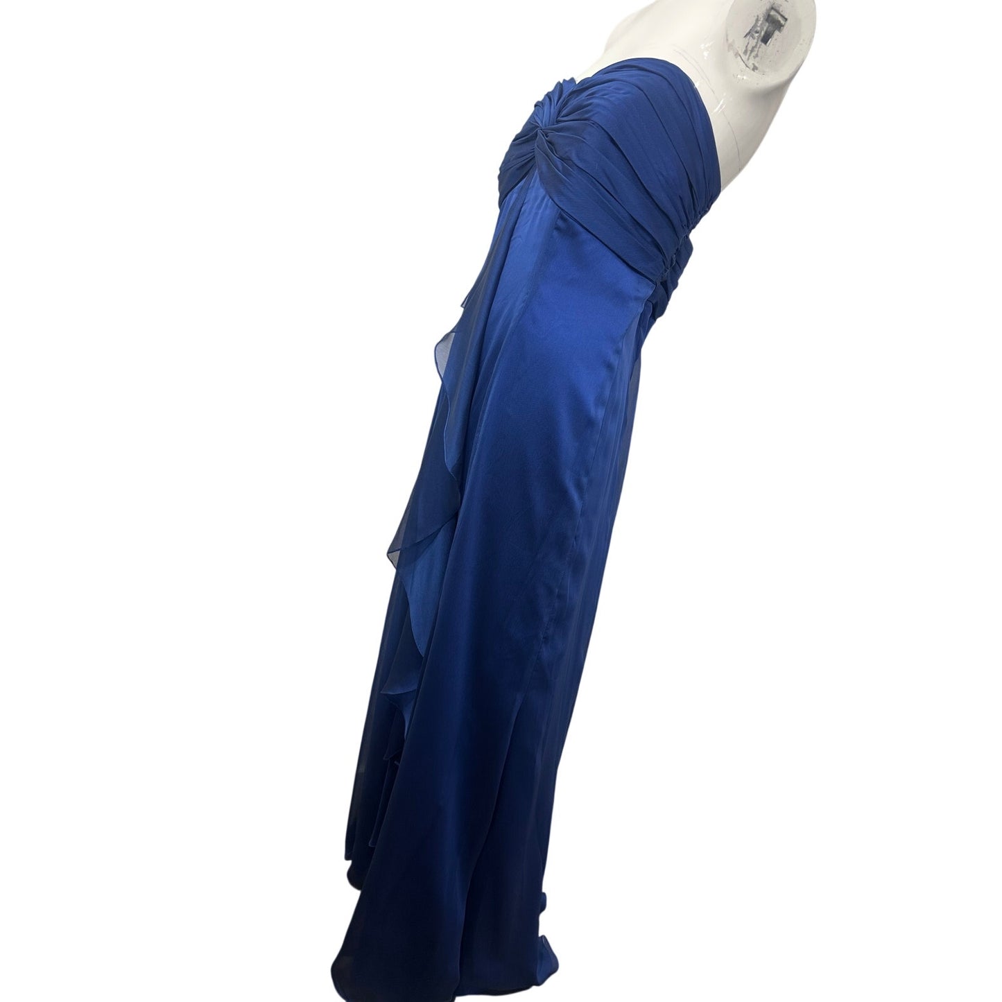 Belsoie Royal Blue Strapless Chiffon Ruched Formal Maxi Gown