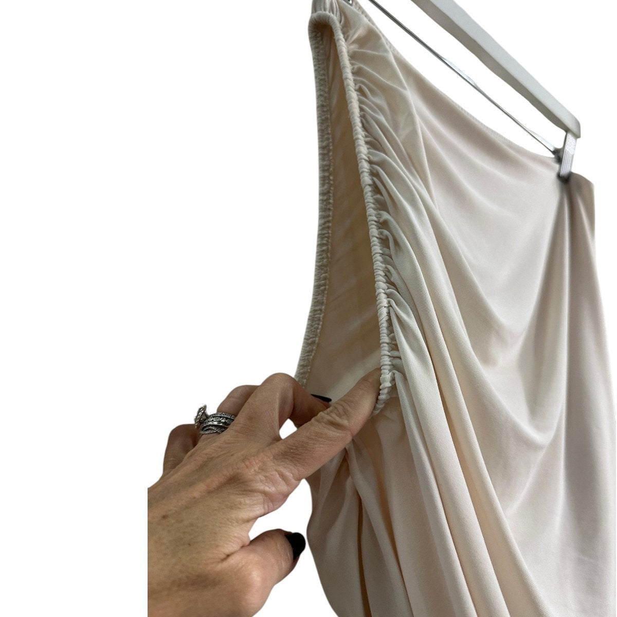 Norma Kamali Diana Ruched Stretch Asymmetric Long Skirt