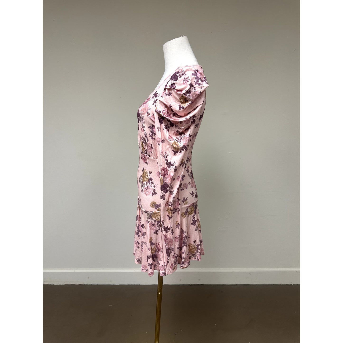 LoveShackFancy Maren Mini Dress in Floral with Puff Sleeves and V-Neck