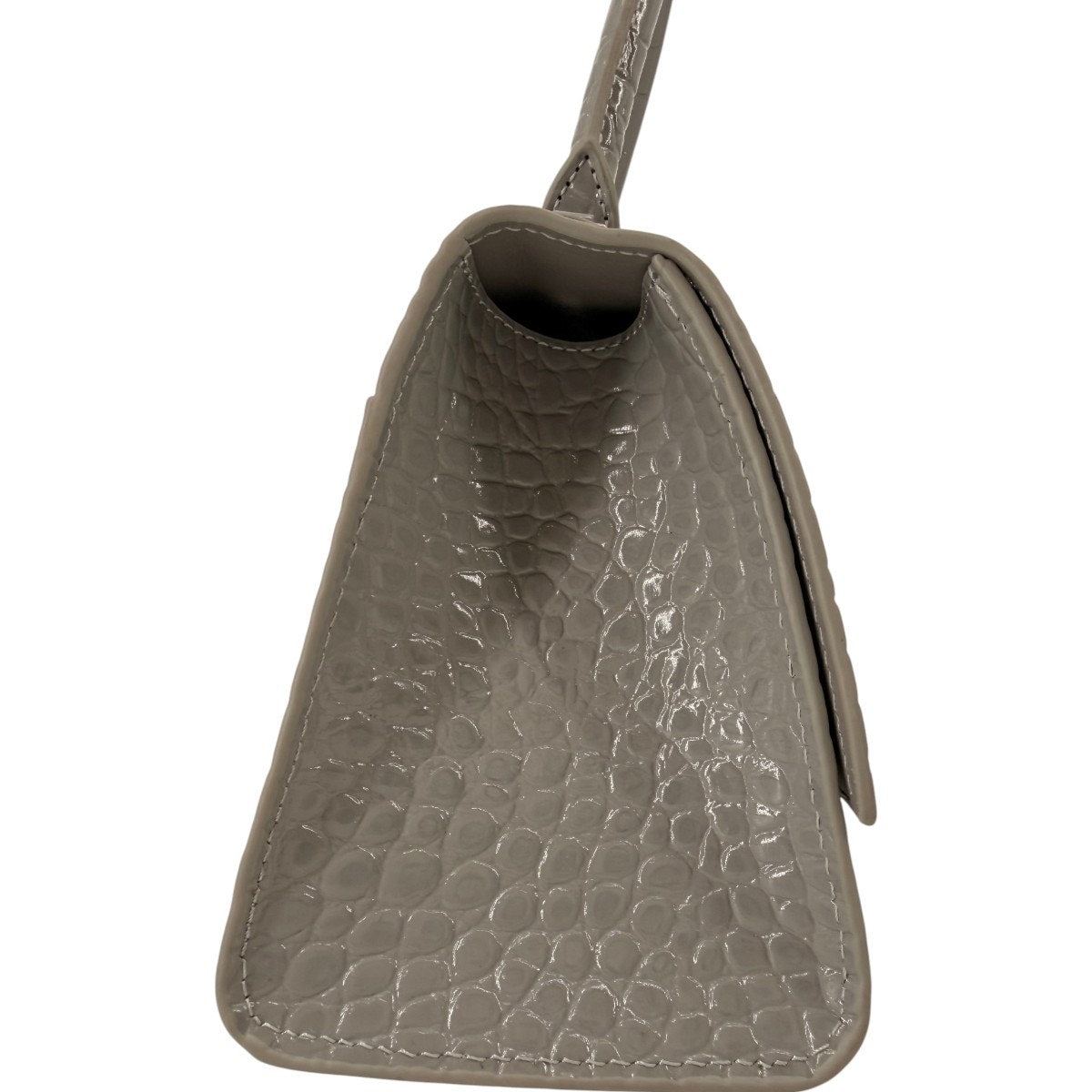Balenciaga Hourglass Croc Embossed Leather Top Handle Bag Gray Women's One Size