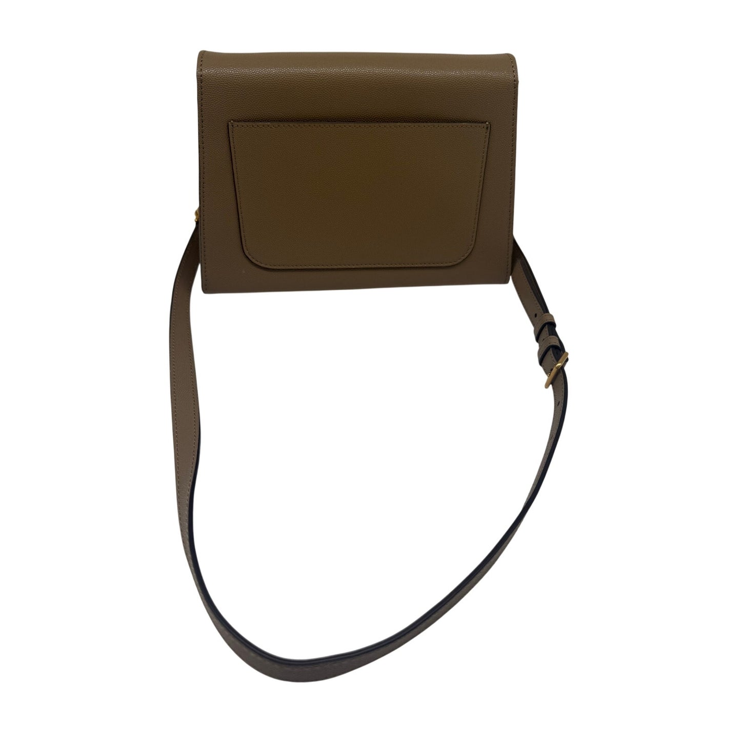 Balmain Emblème Calfskin Leather  Button Accent Shoulder Bag Taupe Brown