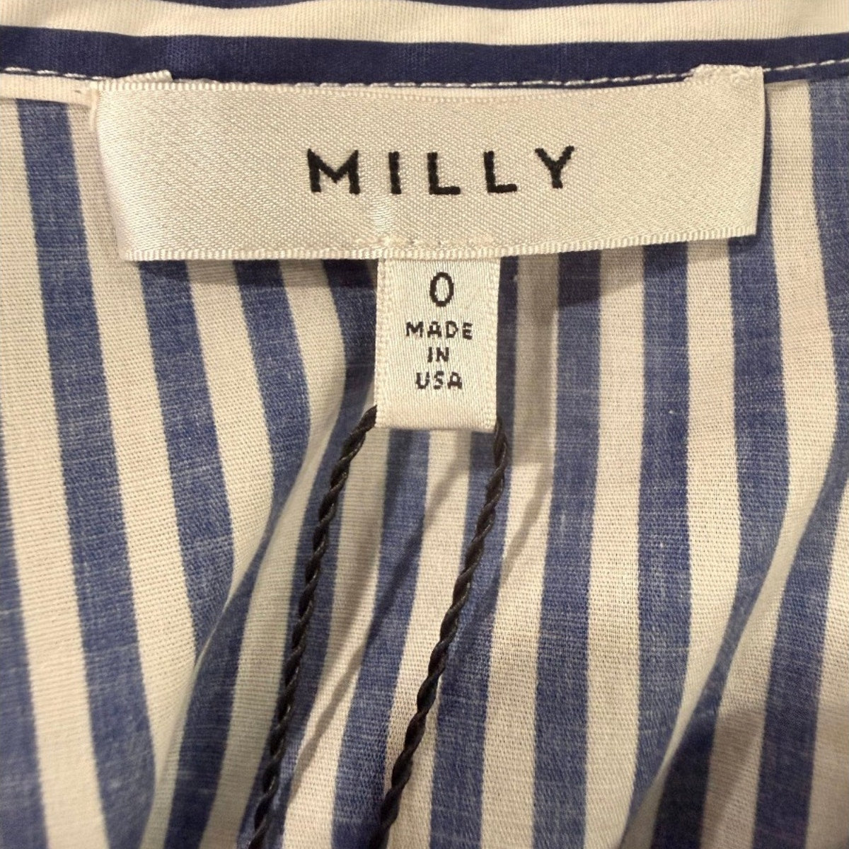 Milly Cotton Blend Collared Tie Sleeve Button Up Shirt