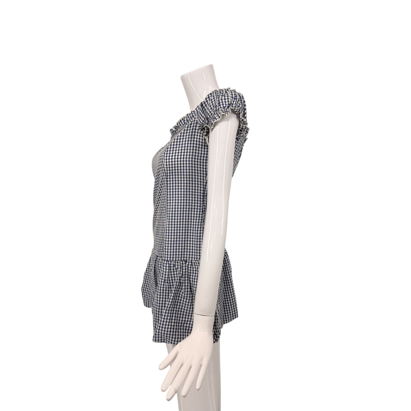 Edikted Cotton Blend Gingham Off Shoulder Bubble Mini Dress