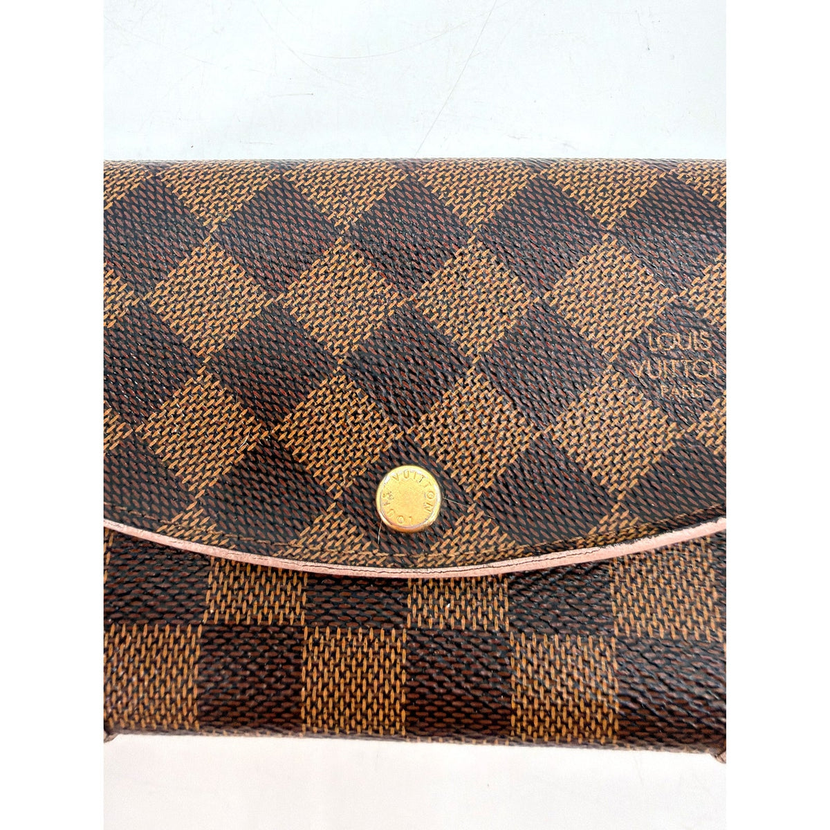 Louis Vuitton Damier Ebene Long Flap Wallet Rose Ballerine Pink