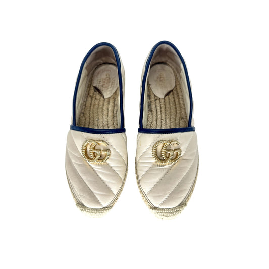 Gucci Leather Quilted GG Logo Espadrille Flats