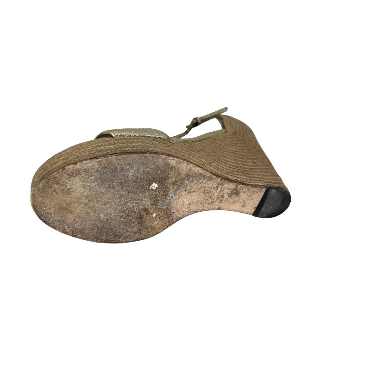 Gucci Leather Crackled Carolina Horsebit Espadrille Wedge Sandals