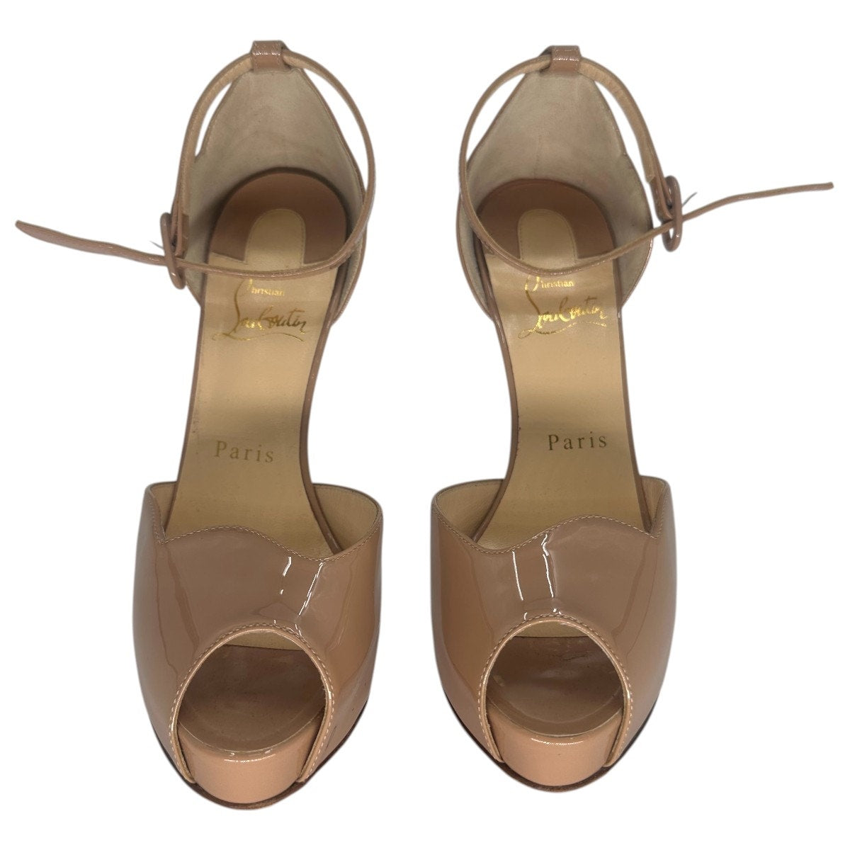 Christian Louboutin Patent Leather Aketata Ankle Strap Platform Sandals