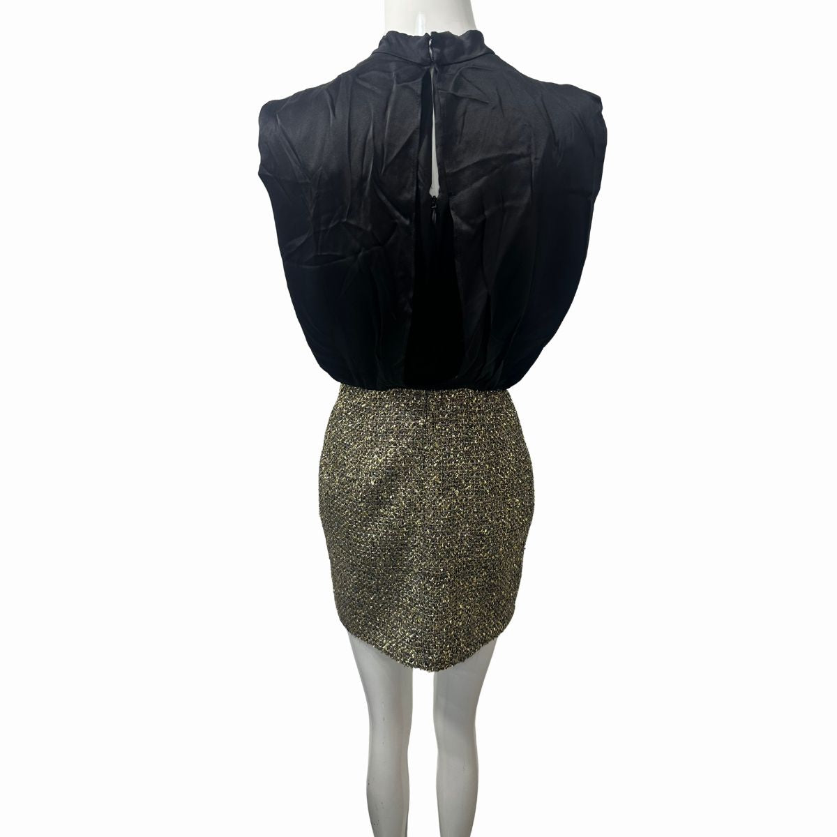 Amanda Uprichard Brantley Mixed Media Silk Cocktail Mini Dress