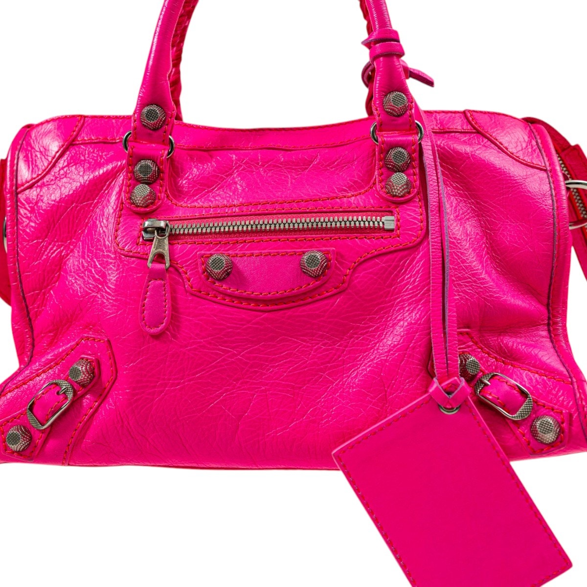 Balenciaga Leather Classic Small City Bag Hot Pink
