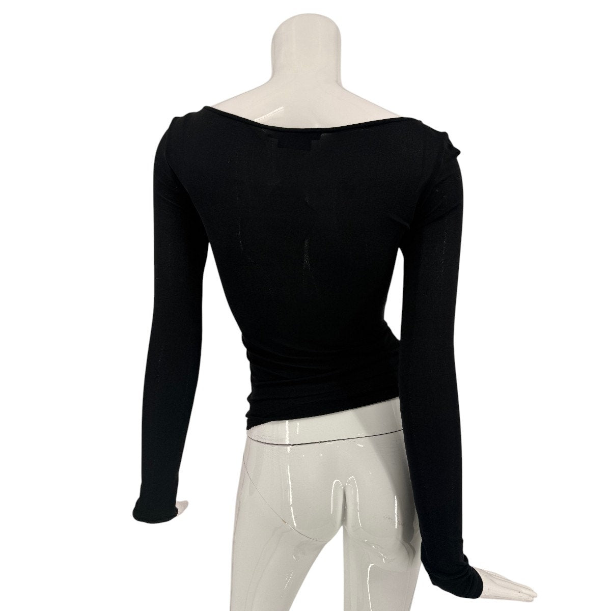 BCBGMAXAZRIA Lace-Up Ruched Mesh Long Sleeve Top Black Women's Size XXS